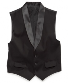 He'll be the most dapper dude in the room in this sleek tuxedo vest from Sean John.