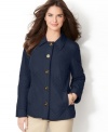 This easy Charter Club jacket is an outerwear essential. A slim, classic silhouette is made preppy-cool with goldtone buttons and allover quilting.