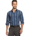 Amp up your shirt collection with this funky mixed pattern button down by INC International Concepts.