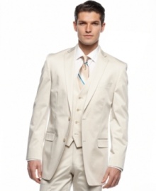 The perfect tan. In a warm-weather palette, this Calvin Klein blazer lightens up your dress wardrobe. The perfect tan. In a warm-weather palette, this Calvin Klein blazer lightens up your dress wardrobe.