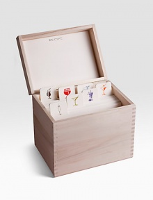 From martinis to mojitos, here's the perfect place for a beloved bartender to keep recipes for classic -- or not-so-classic -- libations. This charming wood box is gold-stamped with a martini shaker motif and is filled with creamy, cotton recipe cards to keep recipes at hand and keep the party going. From martinis to mojitos, here's the perfect place for a beloved bartender to keep recipes for classic -- or not-so-classic -- libations. This charming wood box is gold-stamped with a martini shaker motif and is filled with creamy, cotton recipe cards to keep recipes at hand and keep the party going.