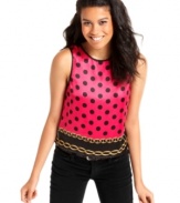 Angie mixes totally vivid prints on a top that masters bright, unforgettable style.