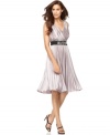 Accordion pleats are so right-now - get the look in this dance-ready dress from Suzi Chin! A surplice neckline and belted waistline are flattering extras you'll love. (Clearance)