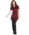 Create a cozy look with this belted sweater dress from Elementz! It looks really chic with tall boots and tights.