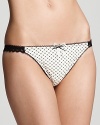 Ooh la la, a French-inspired thong with a stripe mesh back and fishnet print all over.