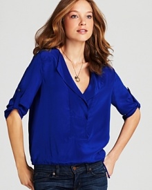 BCBGMAXAZRIA Blouse - Lotus Silk Lapel