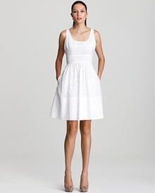 Freshen your summer style with this Calvin Klein Petites sundress in a flattering silhouette with a subtle burnout print. Complement the sophisticated shade with a neutral knit and nude heels for understated elegance.