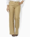 Classic-fitting dress pants exude tailored sophistication in a sleek stretch construction for a flattering fit. Standard-rise waist with belt loops.