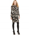 A bold zebra print adds a fierce flair to this Calvin Klein shirt dress -- perfect for a desk-to-dinner outfit!