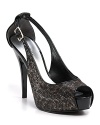 A subtle leopard print gets dressed up with a glimmering, glitter-like texture on GUESS's alluring Hondola platforms.