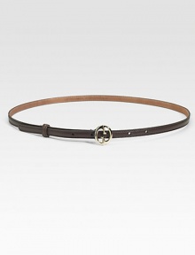 An elegant and feminine style with an iconic GG goldtone buckle. LeatherWidth, about ½Made in Italy An elegant and feminine style with an iconic GG goldtone buckle. LeatherWidth, about ½Made in Italy