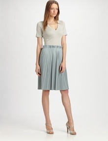 EXCLUSIVELY AT SAKS. This pleated, knee-length chiffon skirt is topped with a soft, knit cotton tee bodice.V necklineShort sleevesPleated skirtFully linedAbout 22½ from natural waistBodice: 80% cotton/20% elastaneSkirt: polyesterDry cleanMade in ItalyModel shown is 5'10 (177cm) wearing US size 4. 