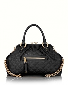 Skip the staid shades and opt for vibrant accents like Marc Jacobs' quilted leather satchel. Generously sized for day or night, this statement piece is an investment in choice color-popping. Skip the staid shades and opt for vibrant accents like Marc Jacobs' quilted leather satchel. Generously sized for day or night, this statement piece is an investment in choice color-popping.