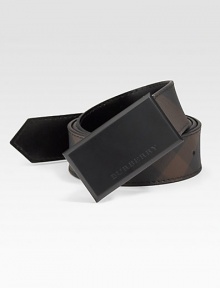 A rich check pattern accents an Italian-crafted leather style. Engraved brass buckle About 1 wide Made in Italy A rich check pattern accents an Italian-crafted leather style. Engraved brass buckle About 1 wide Made in Italy
