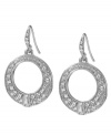 Let bold style in! Carolee's dramatic doorknocker earrings combine the classic circle shape with glistening glass stone accents. Crafted in silver tone mixed metal. Approximate drop: 1-1/4 inches.