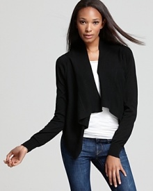 A cropped silhouette in basic black--welcome this BCBGMAXAZRIA cardigan into your wardrobe for a new go-to staple that you'll reach for again and again.