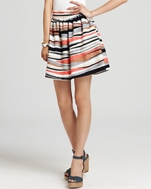 Abstract stripes in rich, natural hues create an undeniably chic look for this Aqua skirt--perfect with everything from a tissue-thin tee to a luxe silk blouse. Abstract stripes in rich, natural hues create an undeniably chic look for this Aqua skirt--perfect with everything from a tissue-thin tee to a luxe silk blouse.