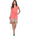 A colorblocked hem adds a graphic appeal to this Bar III dress perfect for sunny spring style!