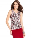 A bold print and ruched silhouette make Alfani's sleeveless top striking on its own and gorgeous with a fitted blazer.