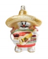 CasaQ introduces Sancho the snowman Christmas ornament. Wearing a serape and sombrero, and holding a guitar, he will become a humorous addition to your ornament collection.