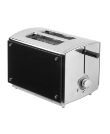 Art show. A designer's dream, this eye-catching toaster stands out in a stainless steel housing with striking black glass sides, adding a statement piece to your space. Extra-wide slots and variable browning control keep professional tabs on your toast. 1-year warranty. Model TO32763. Art show. A designer's dream, this eye-catching toaster stands out in a stainless steel housing with striking black glass sides, adding a statement piece to your space. Extra-wide slots and variable browning control keep professional tabs on your toast. 1-year warranty. Model TO32763.