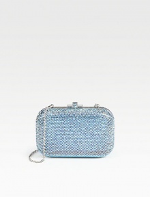 Crystallized beads add a touch of glam and sparkle to this structured metal minaudiere.Removable chain strap, 9 dropSlide-lock closureNappa leather lining6W X 4H X 1½DImported Crystallized beads add a touch of glam and sparkle to this structured metal minaudiere.Removable chain strap, 9 dropSlide-lock closureNappa leather lining6W X 4H X 1½DImported