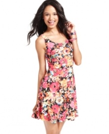 Pretty style is in full bloom on this floral-print skater dress from Belle Du Jour!