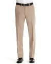Front side pockets and back welt pockets. Flat front straight leg pants. Lightweight stretch wool blend for comfortable fit. Zip fly, tab closure. Unlined.