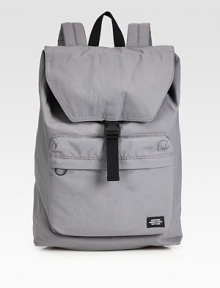 Nylon rucksack with clasp closure and drawstring cinch to tote and protect all of your day-to-day essentials.Flap, drawstring and clasp closureDouble top handlesRemovable shoulder strapExterior, interior zip pocketsNylon19W x 12H x 5DImported Nylon rucksack with clasp closure and drawstring cinch to tote and protect all of your day-to-day essentials.Flap, drawstring and clasp closureDouble top handlesRemovable shoulder strapExterior, interior zip pocketsNylon19W x 12H x 5DImported