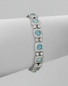 EXCLUSIVELY AT SAKS.COM. Add a touch of color with this pavé crystal embellished blue ceramic accented cubic zirconia doublet stone design. CrystalsBlue ceramic accented cubic zirconiaRhodium-plated brassLength, about 7½Tongue-and-box closureImported 