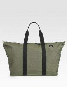 Large-sized, packable duffle versatile enough for all travel, big or small, finished in durable nylon.Zip closureDouble top handlesInterior zip pocketNylon15W x 20H x 9DImported Large-sized, packable duffle versatile enough for all travel, big or small, finished in durable nylon.Zip closureDouble top handlesInterior zip pocketNylon15W x 20H x 9DImported