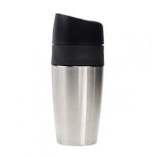 No more spills! Enjoy your coffee during the morning commute with the ease and security of the OXO GOOD GRIPS LiquiSealTM Travel Mug. The Mug features three silicone seals to insure no spills. Just click to open and click to seal from one simple button. One-handed activation allows you to keep one hand on the steering wheel at all times while you enjoy your beverage. Fill 14 ounces of your favorite beverage into the Mugs stainless steel double-walled cup and the vacuum insulation will keep your beverage hot or cold for up to seven hours. Easily sip from the comfortable, no-drip drinking spout. The soft, non-slip grip gives you a secure hold when on the go. Accommodates a wide variety of car cup holders. No more spills! Enjoy your coffee during the morning commute with the ease and security of the OXO GOOD GRIPS LiquiSealTM Travel Mug. The Mug features three silicone seals to insure no spills. Just click to open and click to seal from one simple button. One-handed activation allows you to keep one hand on the steering wheel at all times while you enjoy your beverage. Fill 14 ounces of your favorite beverage into the Mugs stainless steel double-walled cup and the vacuum insulation will keep your beverage hot or cold for up to seven hours. Easily sip from the comfortable, no-drip drinking spout. The soft, non-slip grip gives you a secure hold when on the go. Accommodates a wide variety of car cup holders.