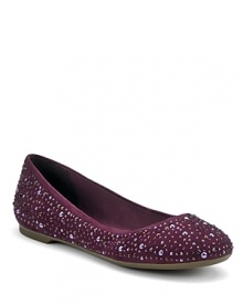 Sparkle in ballet flats that take basic beyond, with a galaxy of sparkling stones set against matte suede; by Sperry Top-Sider.