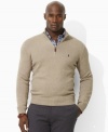 Tailored for a comfortable classic fit in luxuriously soft, cashmere-like cotton, a long-sleeved mockneck pullover sweater exudes polished style. (Clearance)