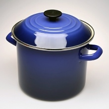 Beautiful and practical, this stockpot coordinates with Le Creuset's classic enameled cast iron cookware. The enamel-on-steel construction provides uniform heating for slow simmering or cooking pasta, and the tight-fitting lid seals in flavor and heat. Beautiful and practical, this stockpot coordinates with Le Creuset's classic enameled cast iron cookware. The enamel-on-steel construction provides uniform heating for slow simmering or cooking pasta, and the tight-fitting lid seals in flavor and heat.