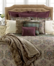 Add an extra layer of dimension to your Lauren Ralph Lauren Margeaux bed with this plaid pattern blanket in calming earth tones. Features a rolled hem. Add an extra layer of dimension to your Lauren Ralph Lauren Margeaux bed with this plaid pattern blanket in calming earth tones. Features a rolled hem.