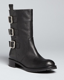 So moto, so pulled together, these DKNY boots pair edge and urban polish, with neatly stacked buckles up each back.