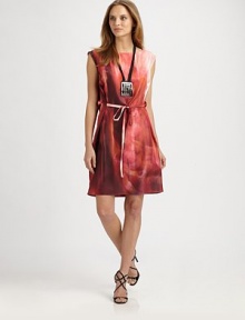 A woven silk design featuring a gorgeous watercolor print lends simple elegance to this relaxed-fit silhouette.BoatneckCap sleevesRelaxed fitSelf-tie beltAbout 37 from shoulder to hemSilkDry cleanImported Model shown is 5'10½ (179cm) wearing US size Small. A woven silk design featuring a gorgeous watercolor print lends simple elegance to this relaxed-fit silhouette.BoatneckCap sleevesRelaxed fitSelf-tie beltAbout 37 from shoulder to hemSilkDry cleanImported Model shown is 5'10½ (179cm) wearing US size Small.