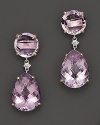 A lovely day-to-evening option, this rose amethyst earring features diamond accents in 14 Kt. yellow gold.