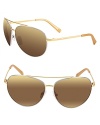 Stylish aviator style sunglasses from MICHAEL Michael Kors complement most face shapes. Finished with a double-bridge and logo detail at temple.