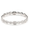 Textured 'pods' shine in silver plated brass in this infinity bangle from Melinda Maria.