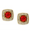 Paint the town red in this pair of stud earrings from Eliot Danori. Crafted from 18k gold-plated brass, the earrings sparkle with a red crystal and cubic zirconias (2 ct. t.w.). Approximate diameter: 1/2 inch.