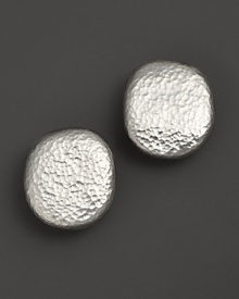 Crafted in hammered pure silver, this striking pebble earring from Gurhan adds an earthy glow to your ensemble. Crafted in hammered pure silver, this striking pebble earring from Gurhan adds an earthy glow to your ensemble.