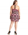 Make a memorable exit in Soprano's printed plus size dress, showcasing a T-back! (Clearance)