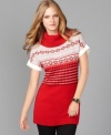 Go for ski-inspired style with this tunic sweater from Tommy Hilfiger, featuring must-have Fair Isle knit. (Clearance)