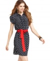 Finished with a bright belt that adds a pop of color, American Rag's polka dot dress is as charming as it is versatile. Style it with flats for a casual day look or heels for dinner with the fam.