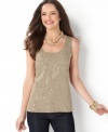 Jazz up your favorite jeans with this sequin tank top from Charter Club! Made from soft cotton and featuring allover sequins, it's a casual basic that sparkles.