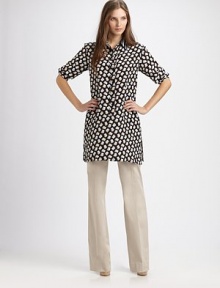 Crisp stretch cotton, tailored in a wide-legged style and trimmed with contrast stripes from hip to hem.Zip fly with hook-and-bar closureWide legSide trimFront and back creasesInseam, about 3496% cotton/4% spandexDry cleanMade in Italy of imported fabricModel shown is 5'10 (177cm) wearing US size 4. Crisp stretch cotton, tailored in a wide-legged style and trimmed with contrast stripes from hip to hem.Zip fly with hook-and-bar closureWide legSide trimFront and back creasesInseam, about 3496% cotton/4% spandexDry cleanMade in Italy of imported fabricModel shown is 5'10 (177cm) wearing US size 4.