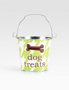 An adorable galvanized bucket is the perfect place for a pup's treats or playthings. It's also a clever gift basket, ready to fill and give to a favorite doglover. Top handle 5½H X 6½ diam. Made in USA Please note: Each bucket is made to order, so please allow 3-4 weeks for delivery. An adorable galvanized bucket is the perfect place for a pup's treats or playthings. It's also a clever gift basket, ready to fill and give to a favorite doglover. Top handle 5½H X 6½ diam. Made in USA Please note: Each bucket is made to order, so please allow 3-4 weeks for delivery.
