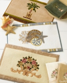 Transform your bathroom into a tranquil, seaside cottage with the By the Sea bath rug. Featuring a seashell pattern, this bath rug is a perfect accent to your bathroom. Transform your bathroom into a tranquil, seaside cottage with the By the Sea bath rug. Featuring a seashell pattern, this bath rug is a perfect accent to your bathroom.